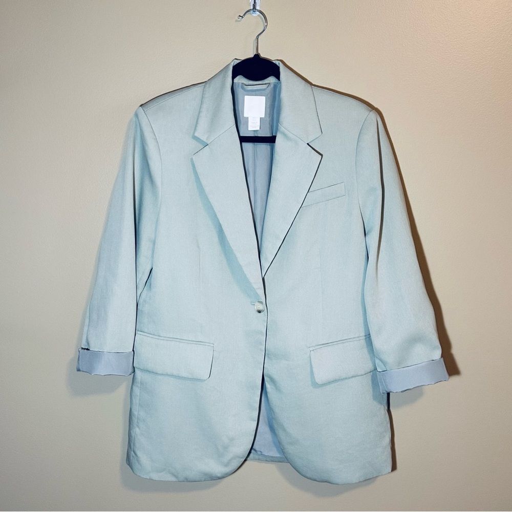 H&M Women's S Light Sage Oversized Blazer Spring Business Casual Career Jacket